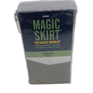 Magic Skirt King Bed Skirt Gray Tailored No Mattress Lifting 15 Inch Drop Length
